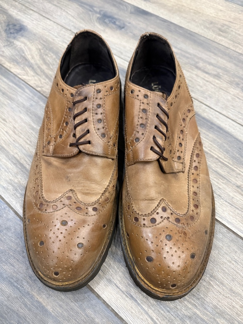 Men’s Wingtip Brogue Derby Shoes in Tan Leather
